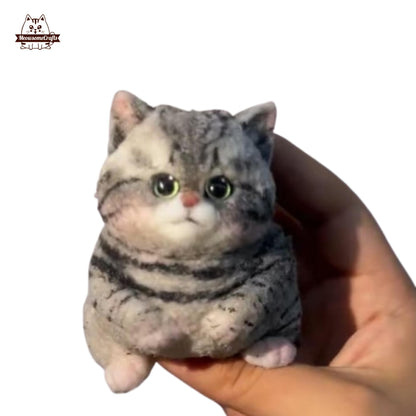 Handmade Taba Squishy Furry Chubby Striped Cat Kitten Animal | Squeezable Stress Relief Fidget Toy - MeowsomeCrafts