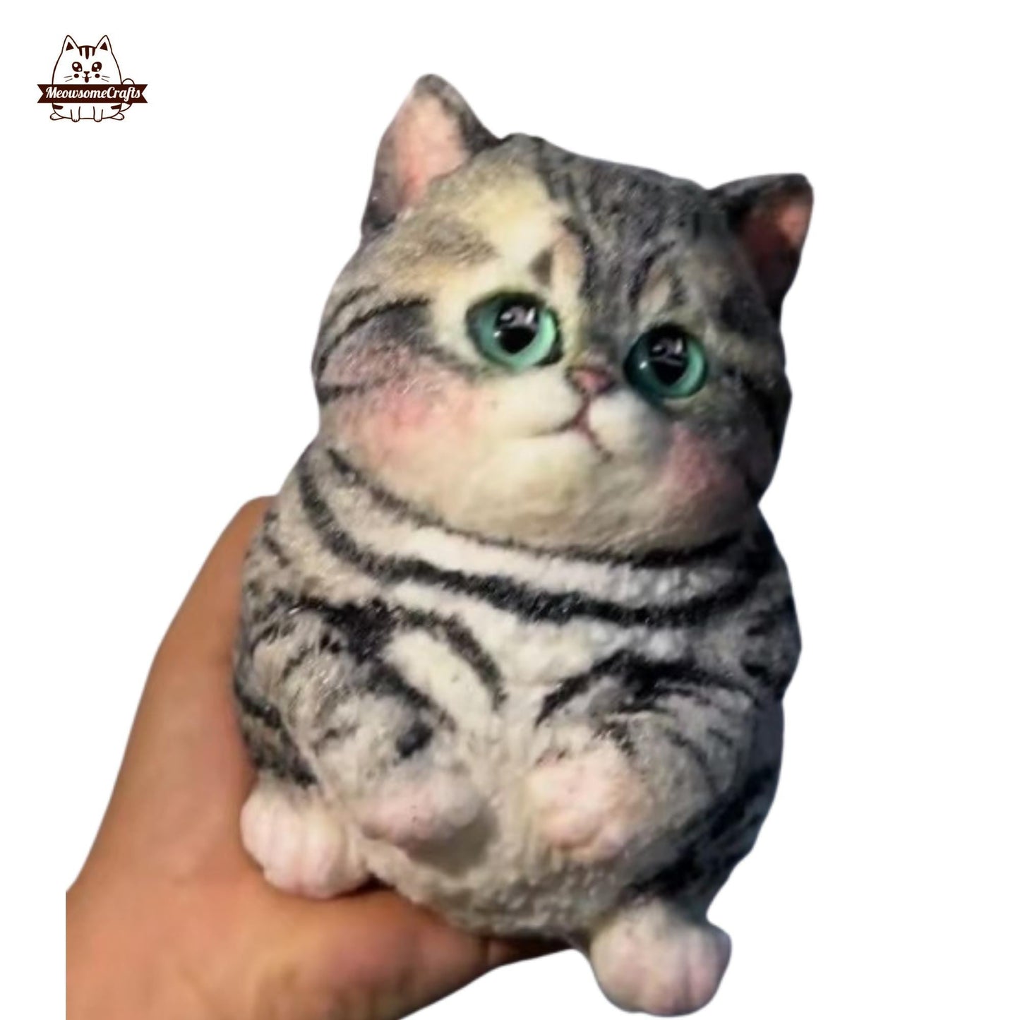 Handmade Taba Squishy Furry Chubby Striped Cat Kitten Animal | Squeezable Stress Relief Fidget Toy - MeowsomeCrafts