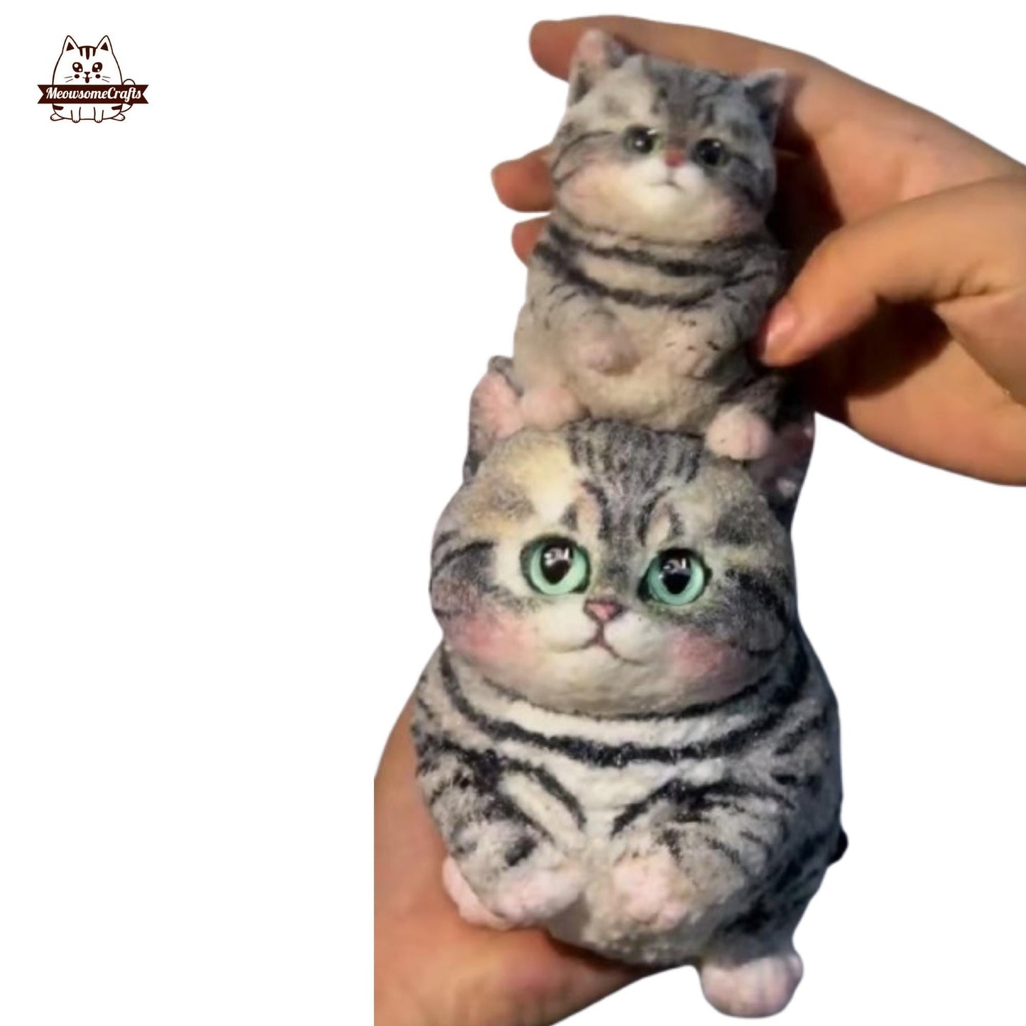 Handmade Taba Squishy Furry Chubby Striped Cat Kitten Animal | Squeezable Stress Relief Fidget Toy - MeowsomeCrafts