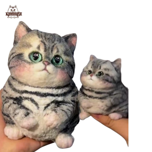 Handmade Taba Squishy Furry Chubby Striped Cat Kitten Animal | Squeezable Stress Relief Fidget Toy - MeowsomeCrafts