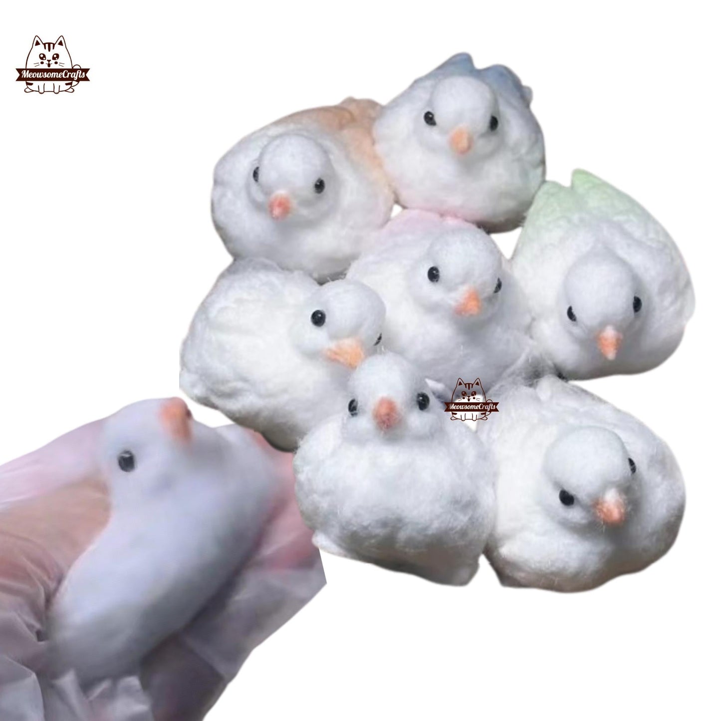 Handmade Taba Squishy Furry Colorful Birds Animal | Squeezable Stress Relief Fidget Toy - MeowsomeCrafts