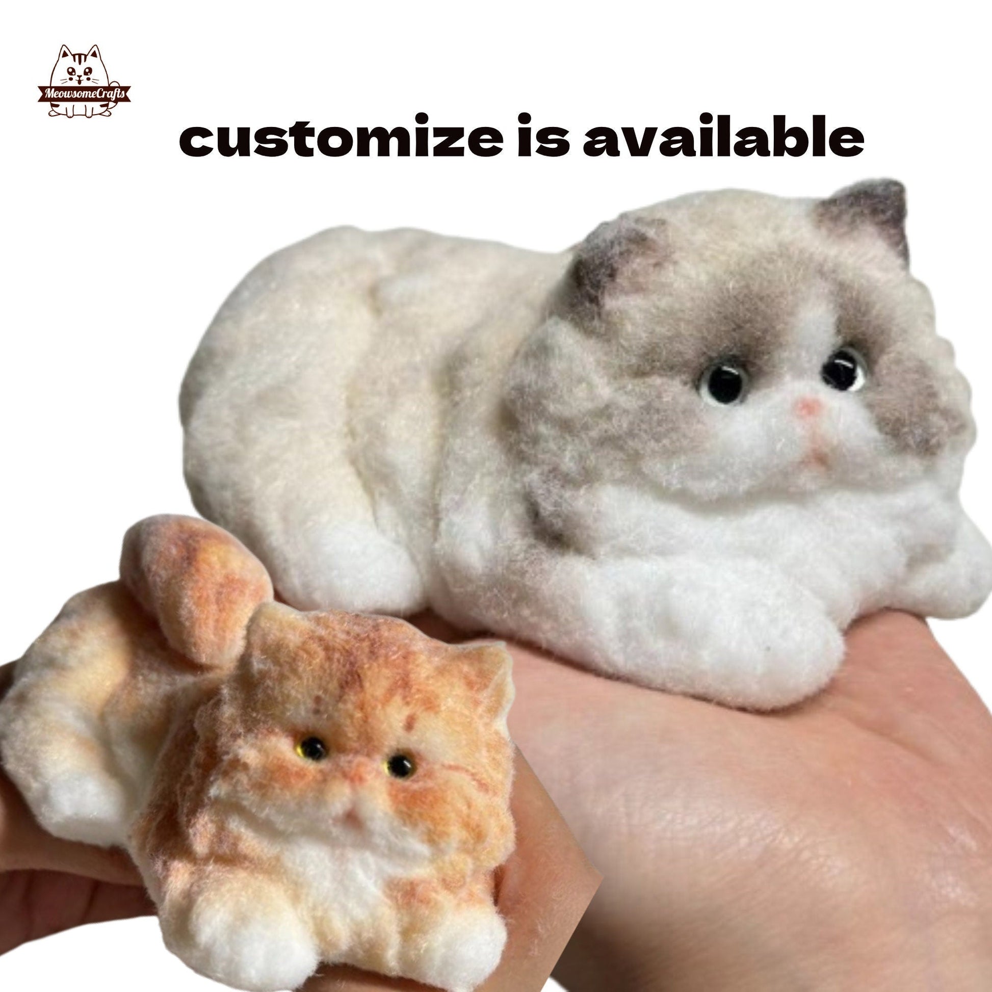 Handmade Taba Squishy Furry Fluffy Laying Kitten Cat Animal Customizable | Squeezable Stress Relief Fidget Toy - MeowsomeCrafts