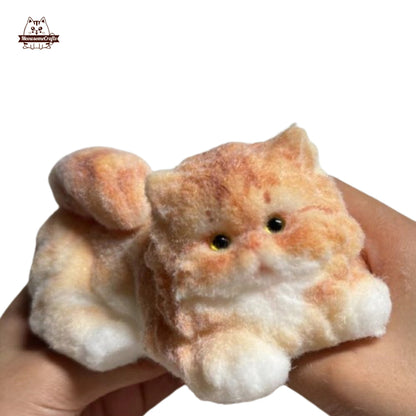 Handmade Taba Squishy Furry Fluffy Laying Kitten Cat Animal Customizable | Squeezable Stress Relief Fidget Toy - MeowsomeCrafts