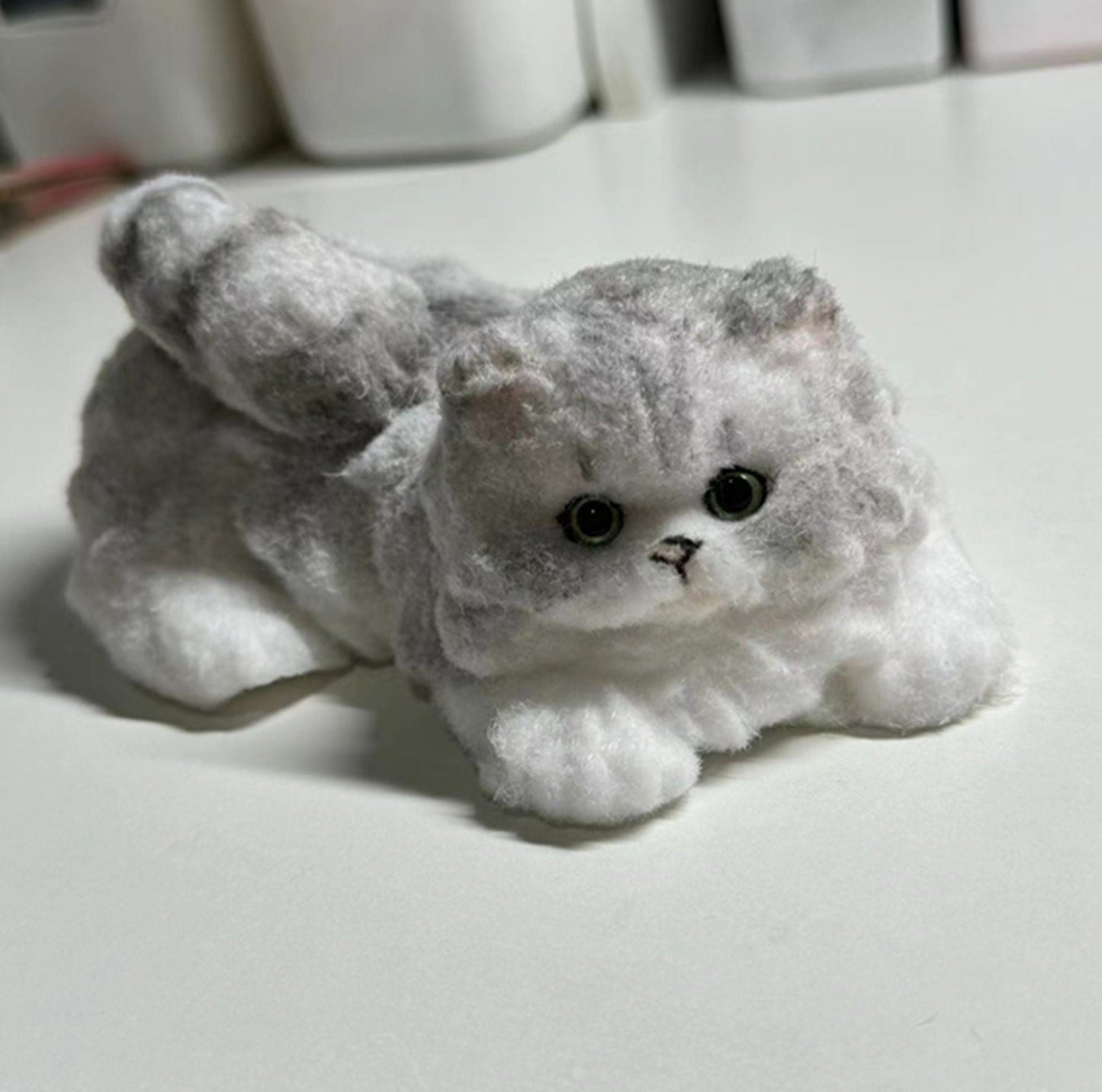 Handmade Taba Squishy Furry Fluffy Laying Kitten Cat Animal Customizable | Squeezable Stress Relief Fidget Toy - MeowsomeCrafts