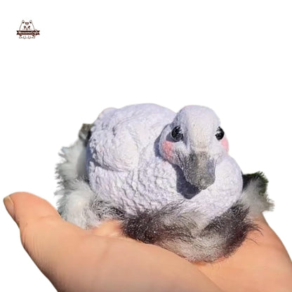 Handmade Taba Squishy Furry Gray Duck Animal | Squeezable Stress Relief Fidget Toy - MeowsomeCrafts