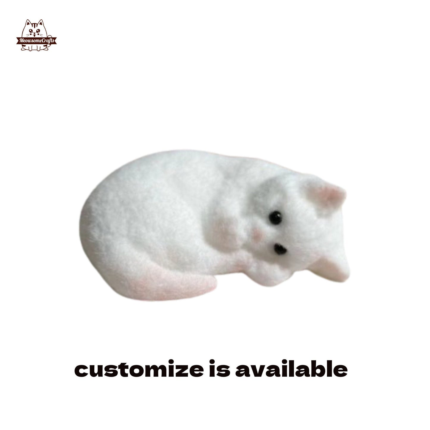 Handmade Taba Squishy Furry Gray & White Laying Kitten Cat Animal Customizable | Squeezable Stress Relief Fidget Toy - MeowsomeCrafts