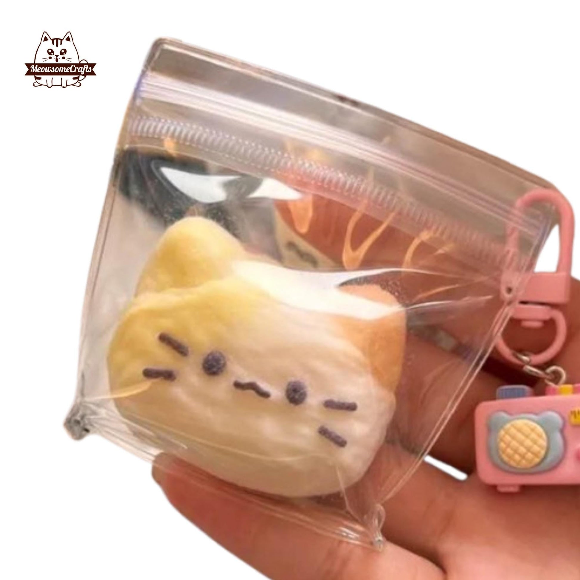 Handmade Taba Squishy Furry Kitty Cat Kawaii Face Keychain Animal | Squeezable Stress Relief Fidget Toy - MeowsomeCrafts