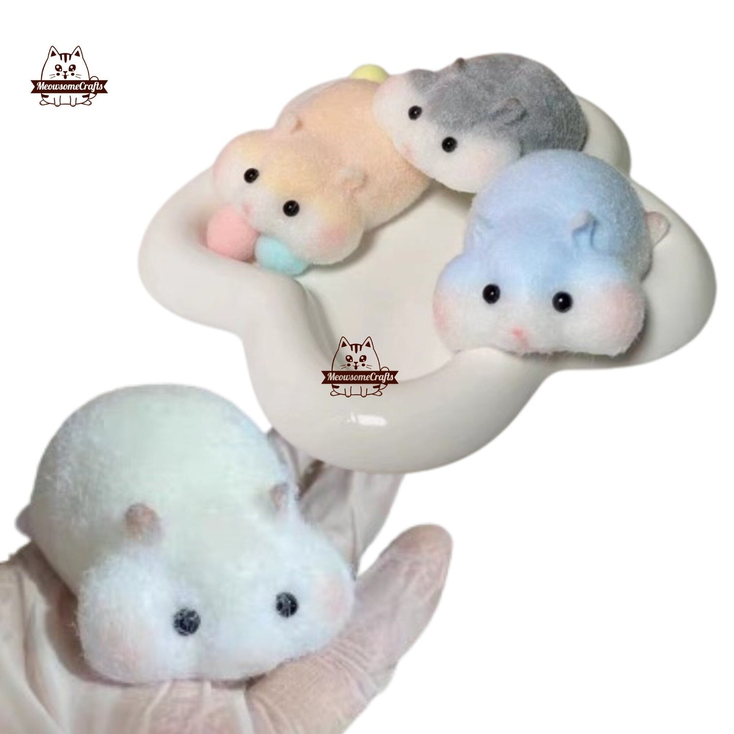 Handmade Taba Squishy Furry Laying Hamster Animal Customizable | Squeezable Stress Relief Fidget Toy - MeowsomeCrafts