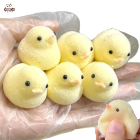 Handmade Taba Squishy Furry Little Baby Chicks Animal | Squeezable Stress Relief Fidget Toy - MeowsomeCrafts