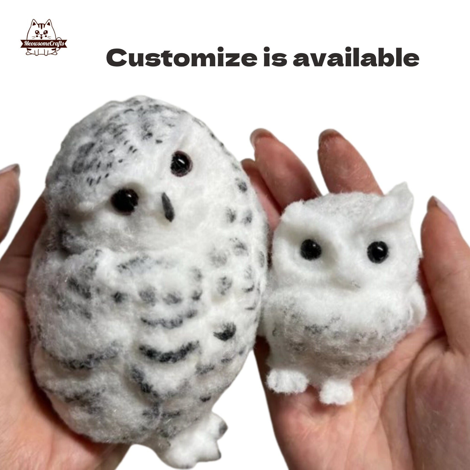 Handmade Taba Squishy Furry Owl Bird Animal Customizable | Squeezable Stress Relief Fidget Toy - MeowsomeCrafts