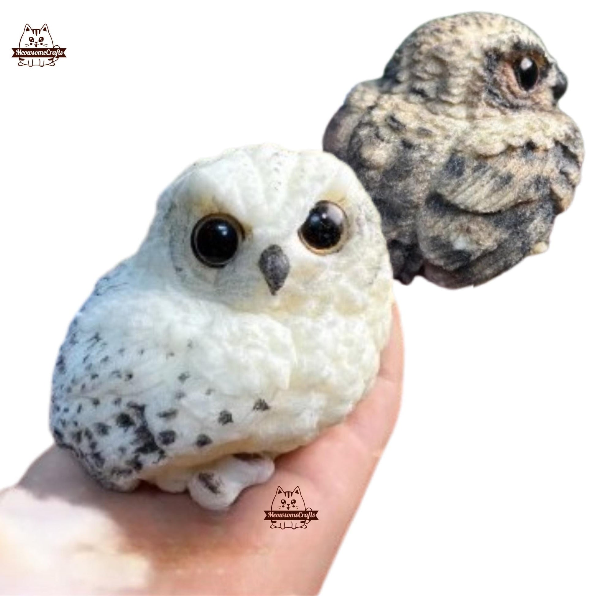 Handmade Taba Squishy Furry Owl Bird Animal | Squeezable Stress Relief Fidget Toy - MeowsomeCrafts