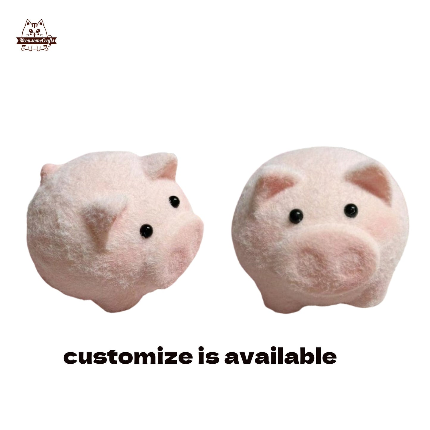 Handmade Taba Squishy Furry Pig Animal Customizable | Squeezable Stress Relief Fidget Toy - MeowsomeCrafts