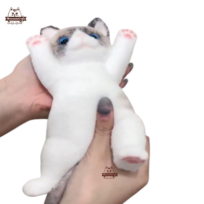 Handmade Taba Squishy Furry Ragdoll Kitten Cat Laying Playing Animal | Squeezable Stress Relief Fidget Toy - MeowsomeCrafts