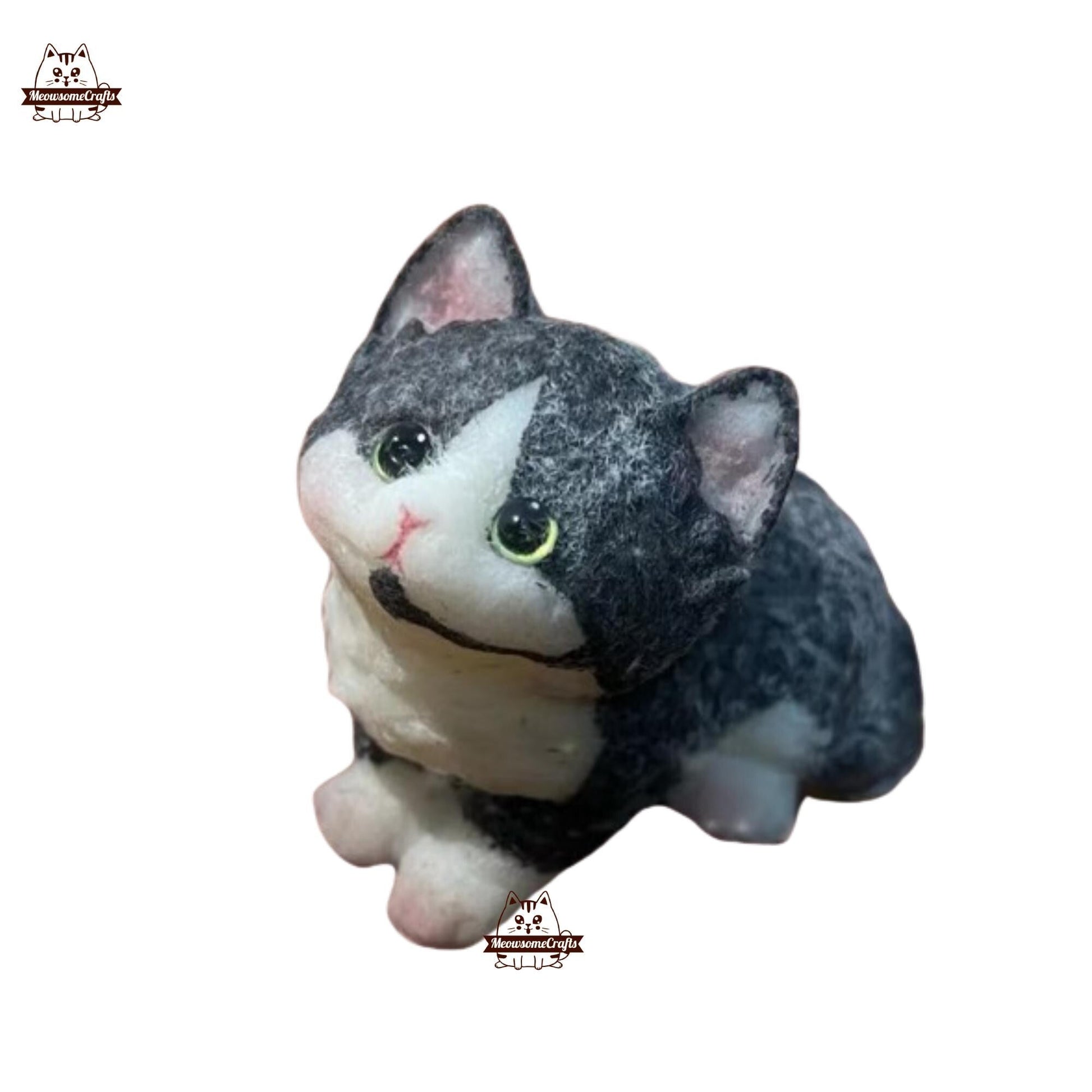 Handmade Taba Squishy Furry Silly Headset Mic Pattern Kitten Cat Animal | Squeezable Stress Relief Fidget Toy - MeowsomeCrafts