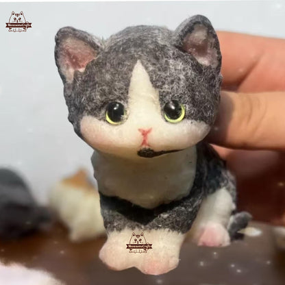 Handmade Taba Squishy Furry Silly Headset Mic Pattern Kitten Cat Animal | Squeezable Stress Relief Fidget Toy - MeowsomeCrafts