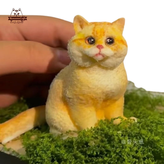 Handmade Taba Squishy Furry Sitting Orange Cat Animal | Squeezable Stress Relief Fidget Toy - MeowsomeCrafts