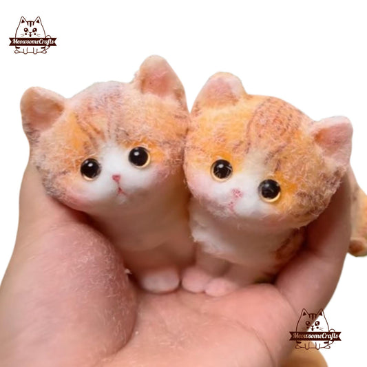 Handmade Taba Squishy Furry Sitting Orange Kitten Cat Animal | Squeezable Stress Relief Fidget Toy - MeowsomeCrafts