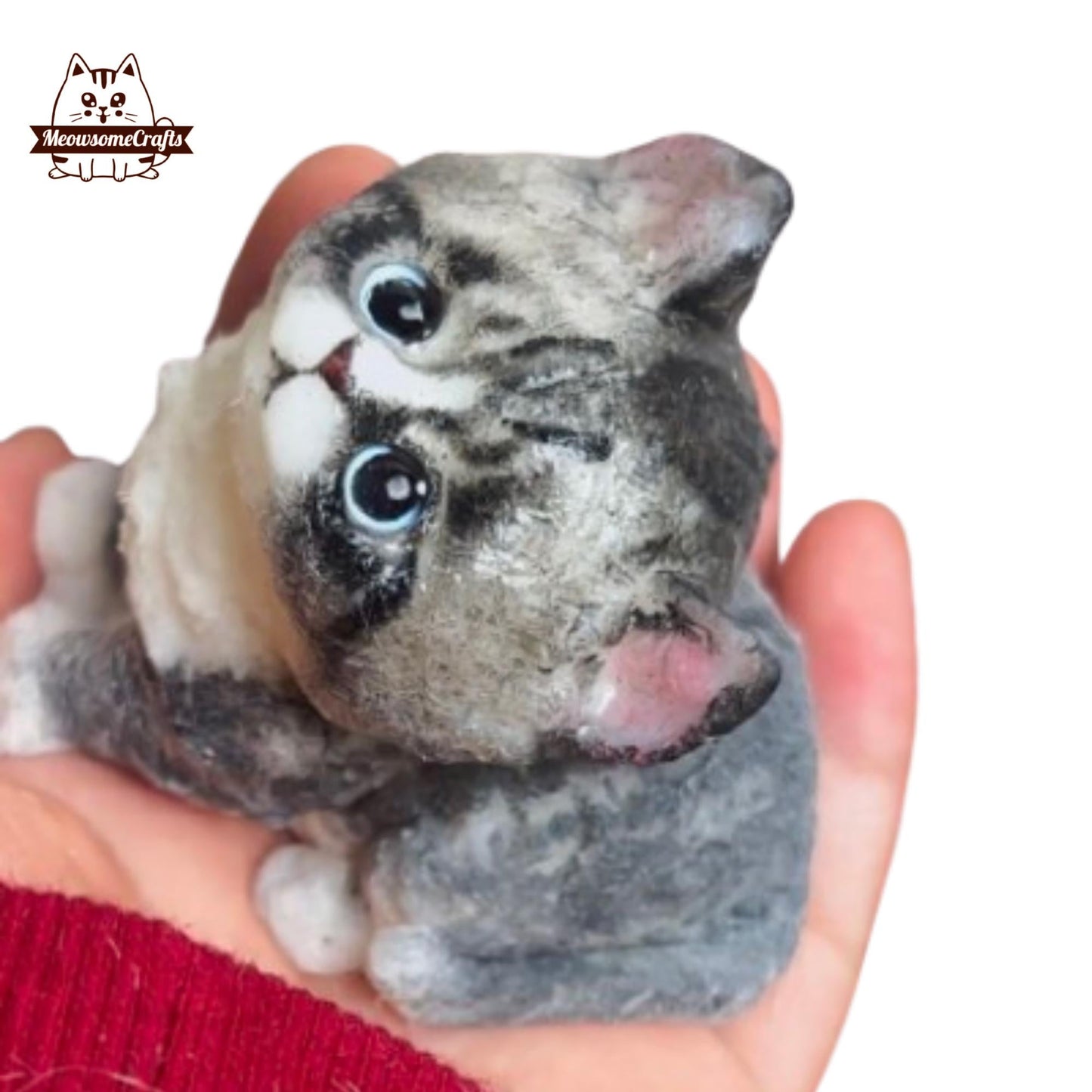 Handmade Taba Squishy Furry Striped Baby Kitten Cat | Squeezable Stress Relief Fidget Toy - MeowsomeCrafts