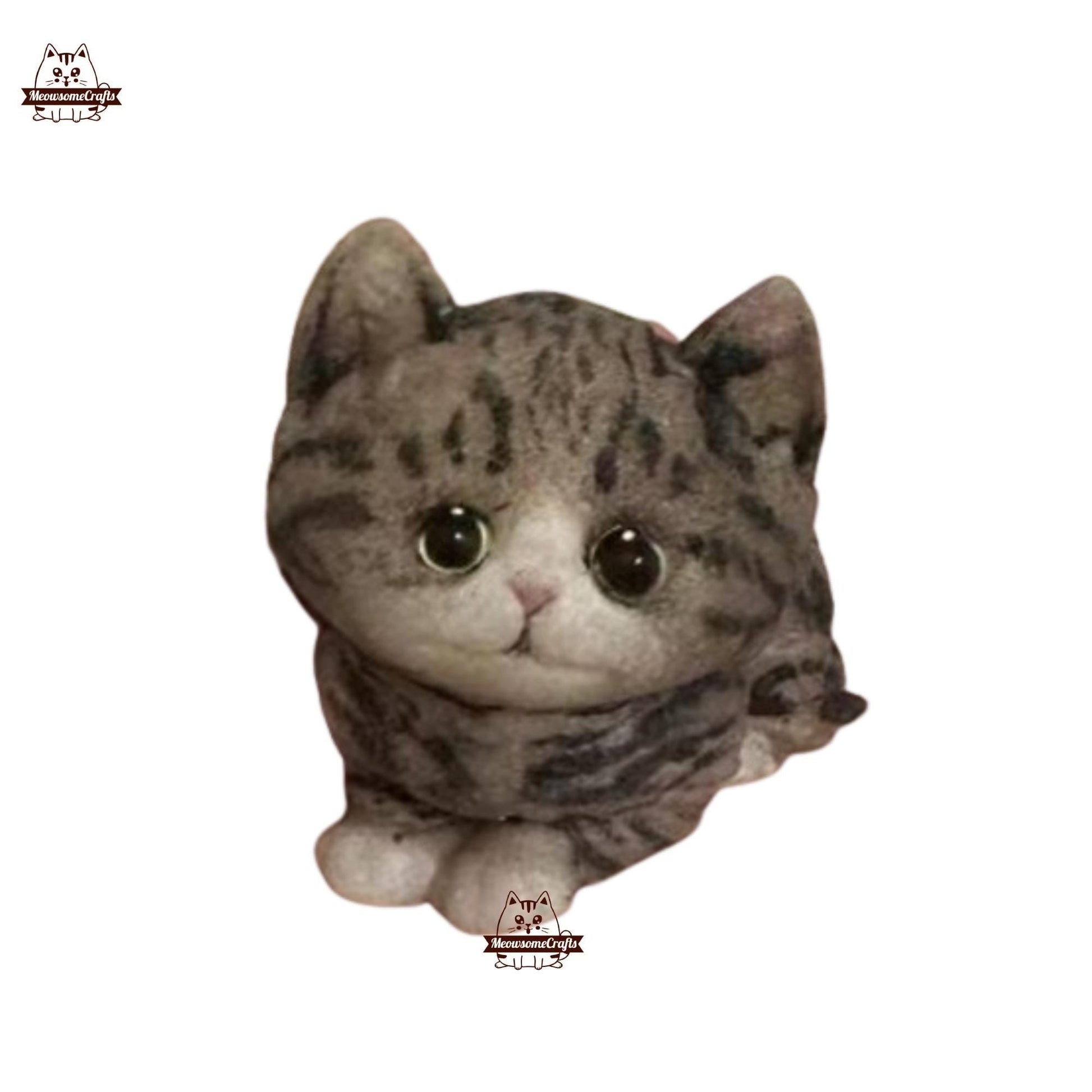 Furry Striped Cat Kitten Animal Handmade Taba Squishy | Washable Squeezable Stress Relief Fidget Toy - Squishy