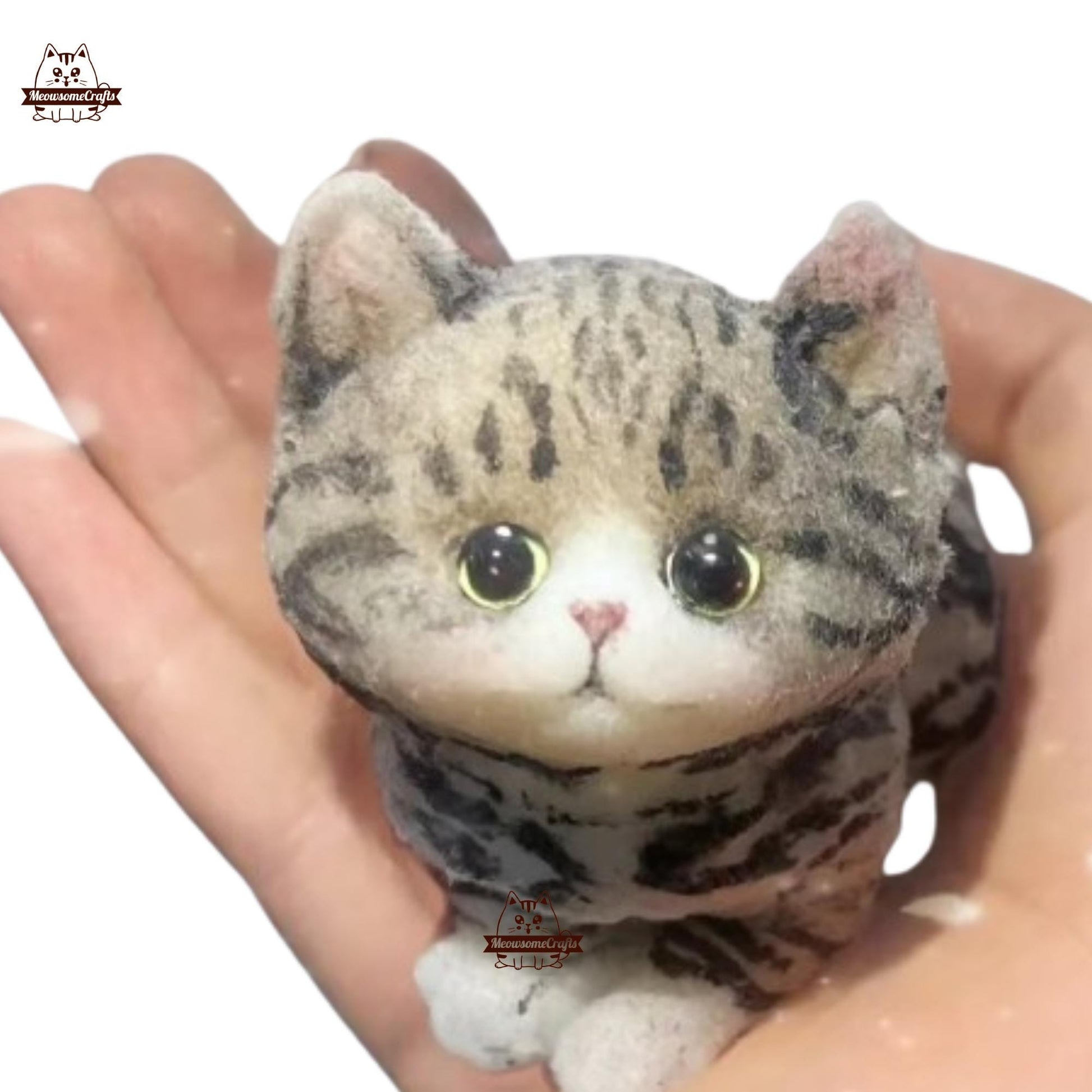Furry Striped Cat Kitten Animal Handmade Taba Squishy | Washable Squeezable Stress Relief Fidget Toy - Squishy