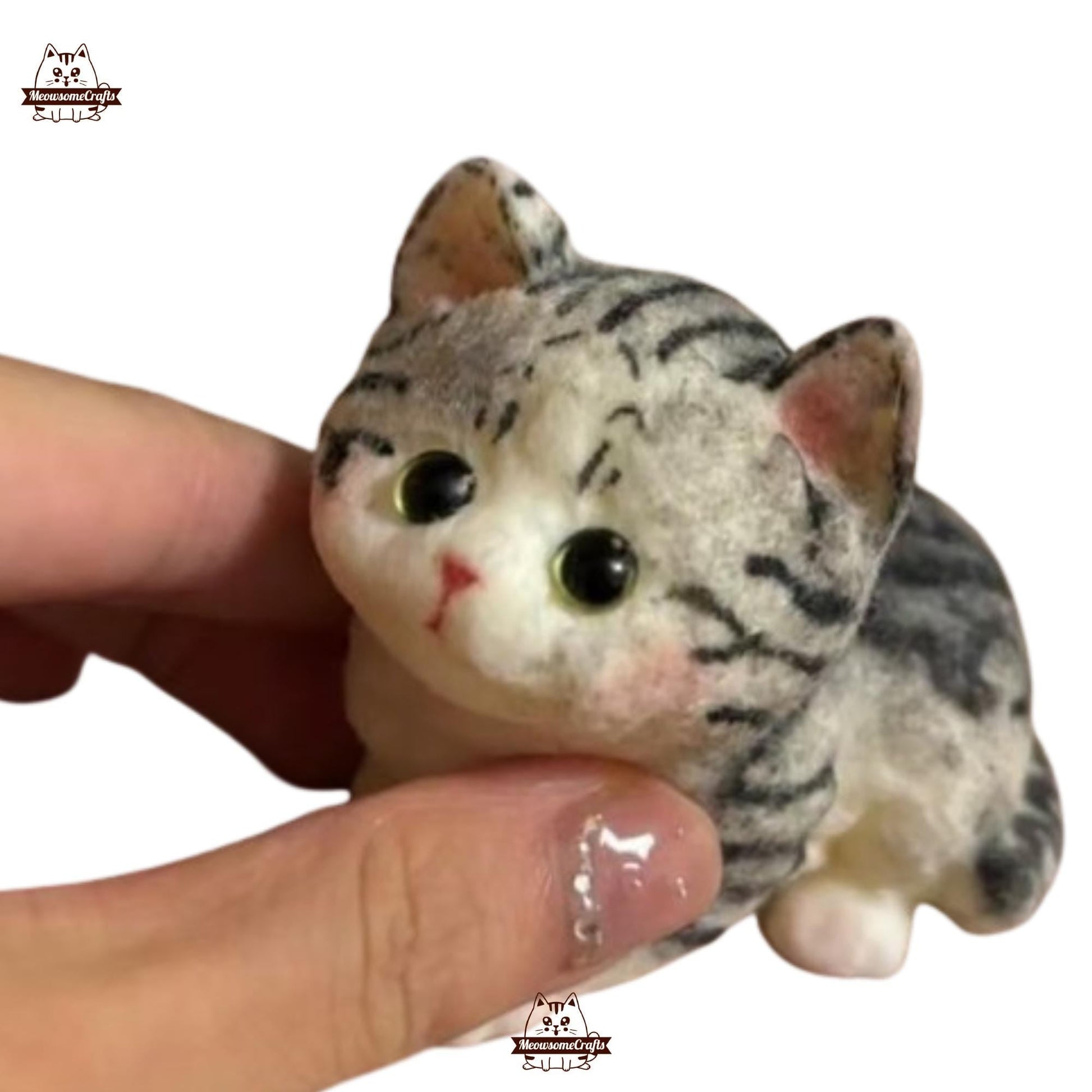 Handmade Taba Squishy Furry Striped Kitten Kitty Cats Animal | Squeezable Stress Relief Fidget Toy - MeowsomeCrafts