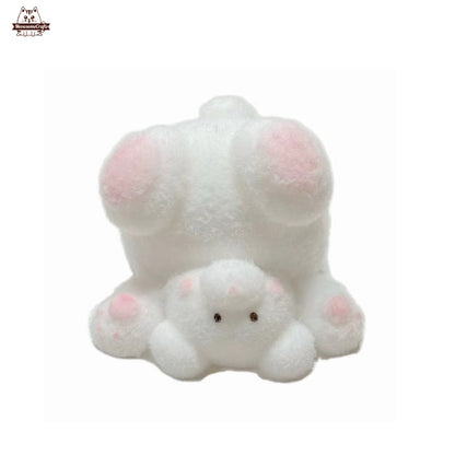 Handmade Taba Squishy Furry White Bear Headstand Animal | Squeezable Stress Relief Fidget Toy - MeowsomeCrafts