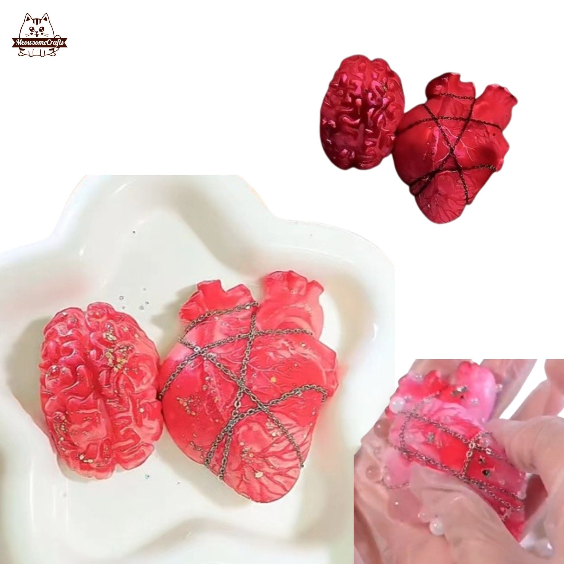 Handmade Taba Squishy Human Heart Brain Organs Luminous Glow In The Dark | Squeezable Stress Relief Fidget Toy - MeowsomeCrafts