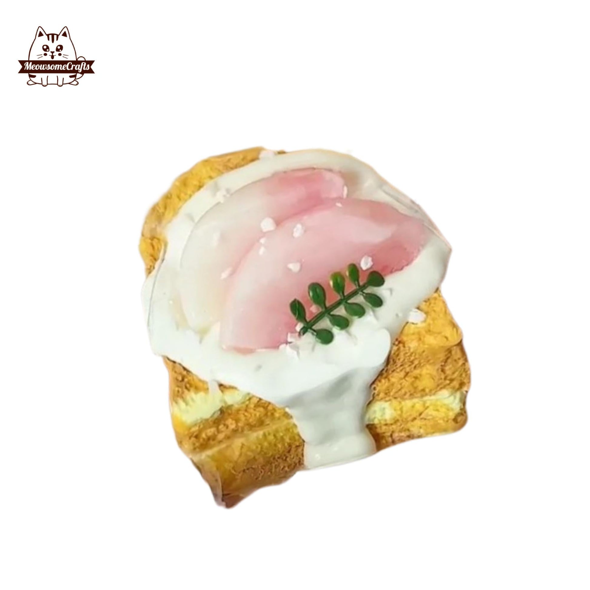 Handmade Taba Squishy Peach Cream Swiss Roll Toast Bread Cake Dessert Food | Squeezable Stress Relief Fidget Toy - MeowsomeCrafts