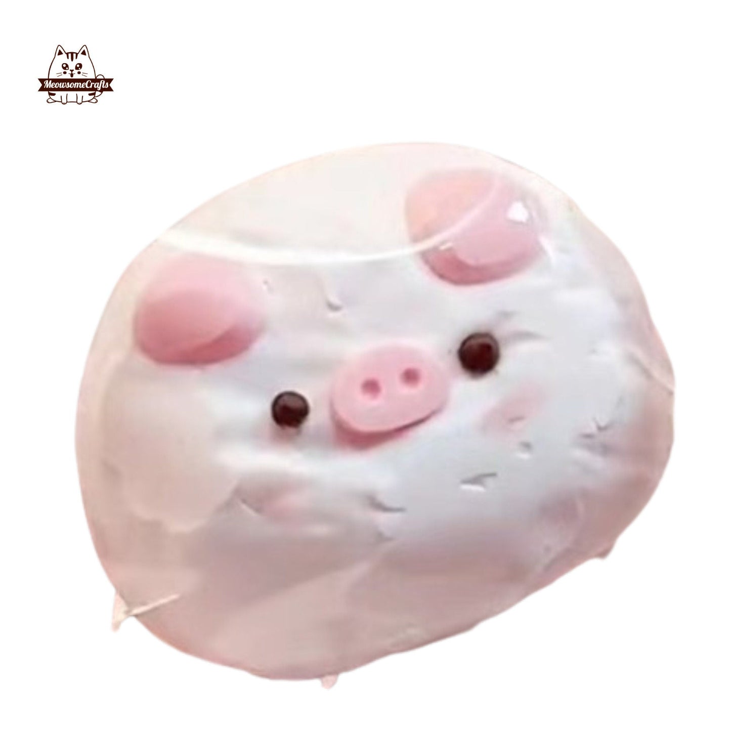 Handmade Taba Squishy Pig Piggy Face Animal | Squeezable Stress Relief Fidget Toy - MeowsomeCrafts