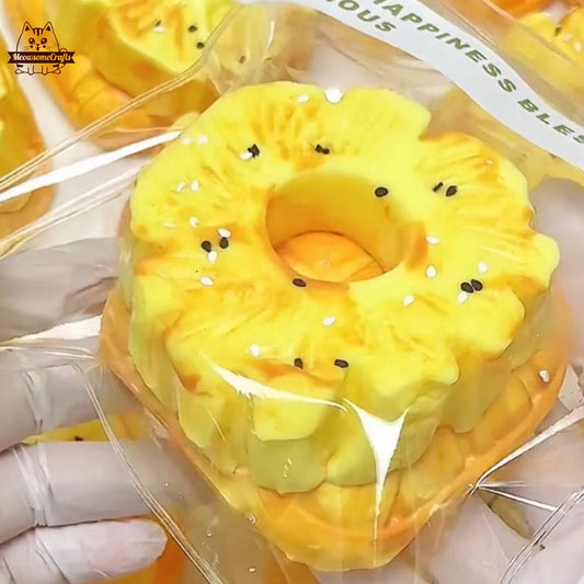 Handmade Taba Squishy Pineapple Waffle Dessert Food | Squeezable Stress Relief Fidget Toy - MeowsomeCrafts