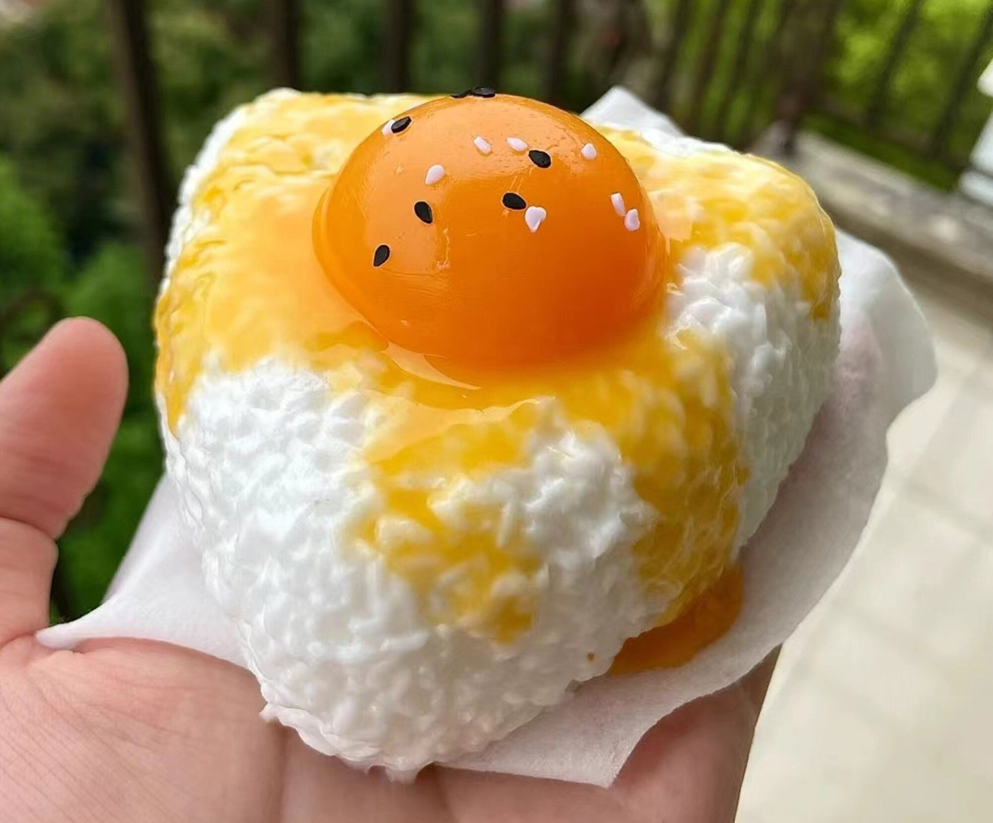 Handmade Taba Squishy Rice Ball Egg Yolk Food | Squeezable Stress Relief Fidget Toy - MeowsomeCrafts