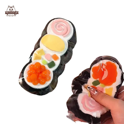 Handmade Taba Squishy Sushi Rolls Food | Squeezable Stress Relief Fidget Toy - MeowsomeCrafts