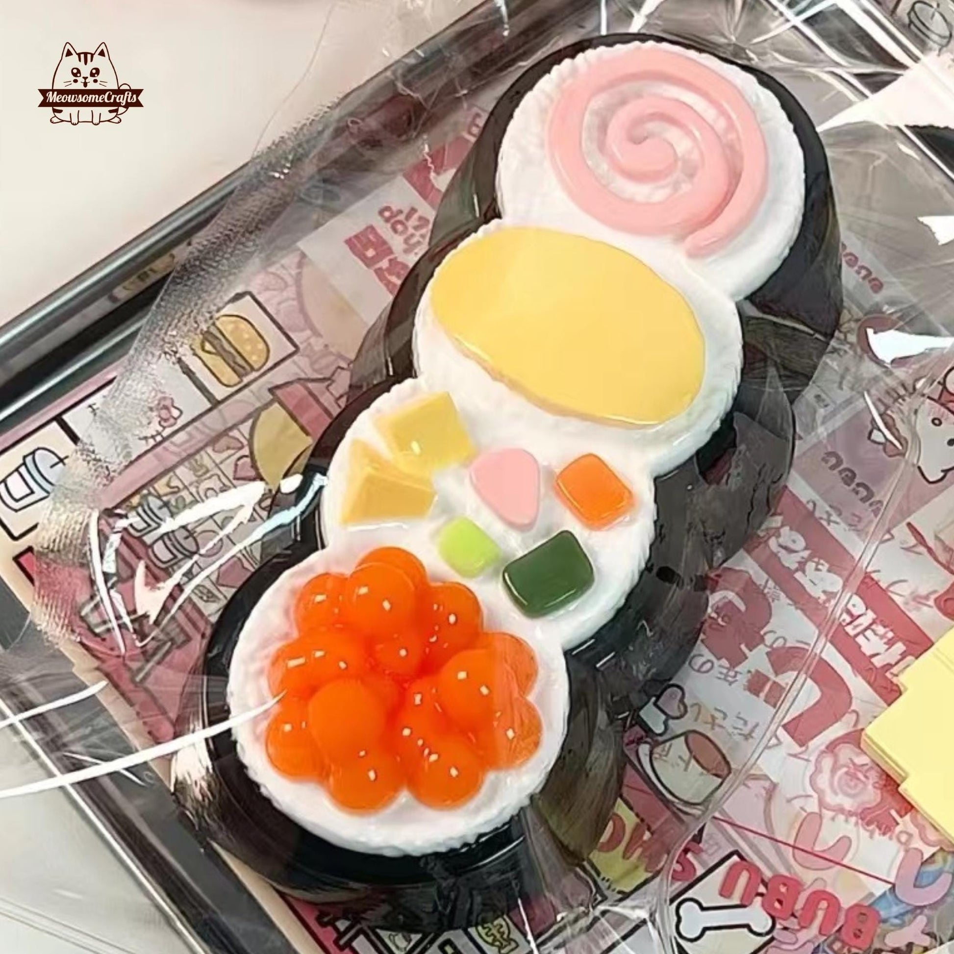 Handmade Taba Squishy Sushi Rolls Food | Squeezable Stress Relief Fidget Toy - MeowsomeCrafts