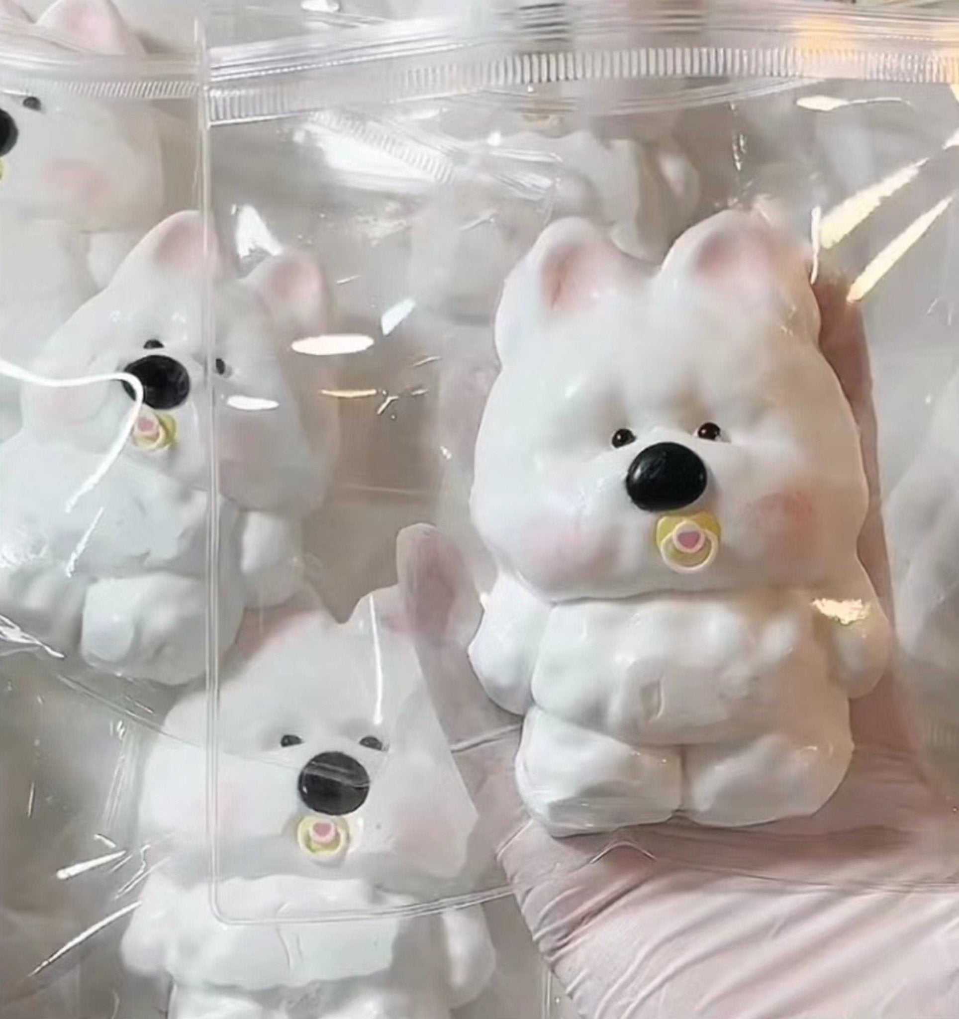 Handmade Taba Squishy Westie Puppy Dog With Baby Pacifier Animal | Squeezable Stress Relief Fidget Toy - MeowsomeCrafts