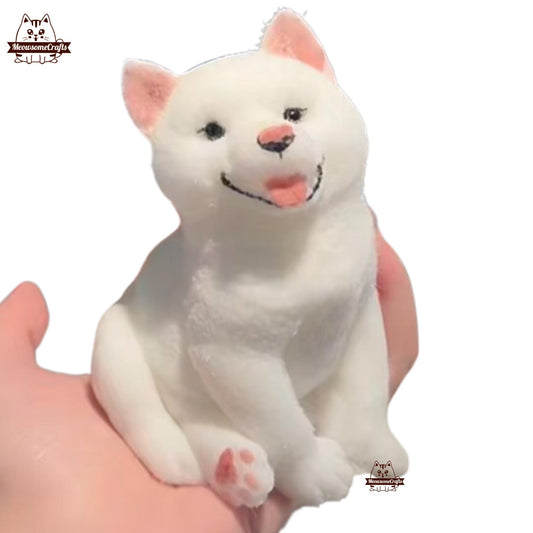 Soft White Furry Shiba Inu Dog Squishy Squeezable Anxiety Stress Relief Sensory Handmade Fidget Toys