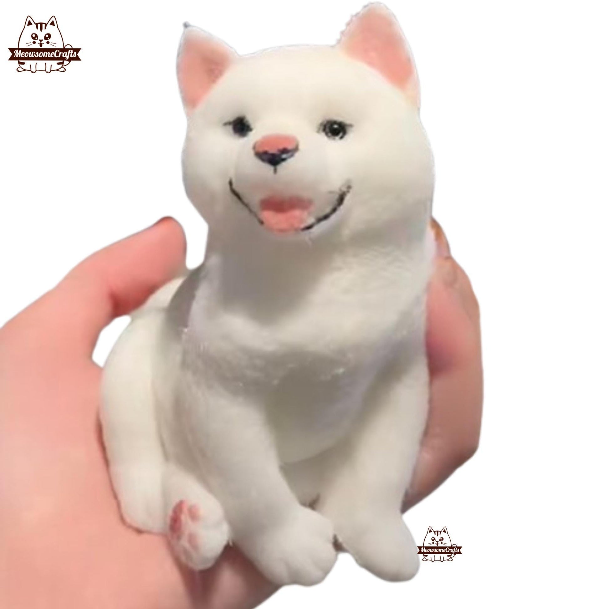 Soft White Furry Shiba Inu Dog Squishy Squeezable Anxiety Stress Relief Sensory Handmade Fidget Toys