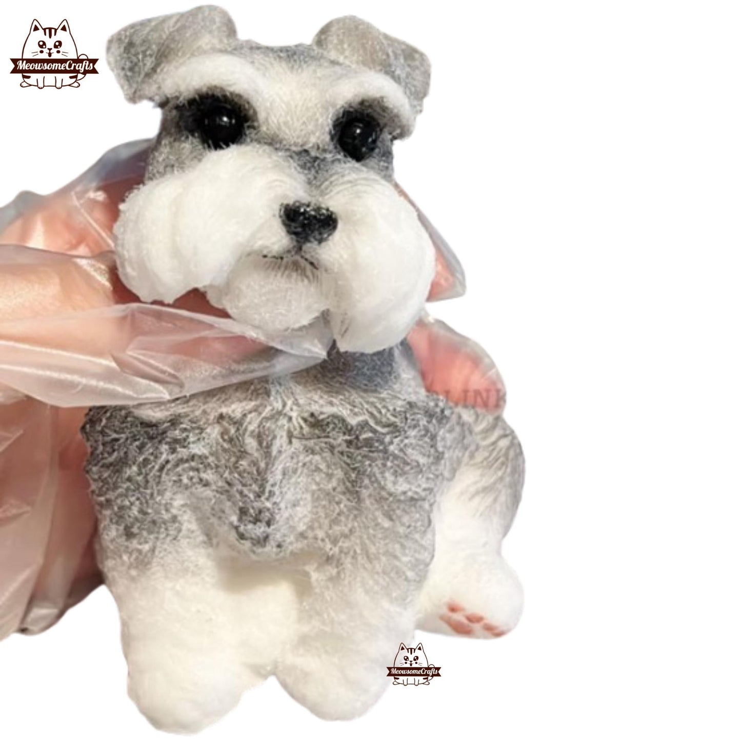 Soft Furry Animal Dog Schnauzer Dog Squishy Squeezable Anxiety Stress Relief Sensory Handmade Fidget Toys