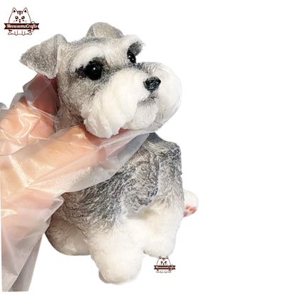 Soft Furry Animal Dog Schnauzer Dog Squishy Squeezable Anxiety Stress Relief Sensory Handmade Fidget Toys