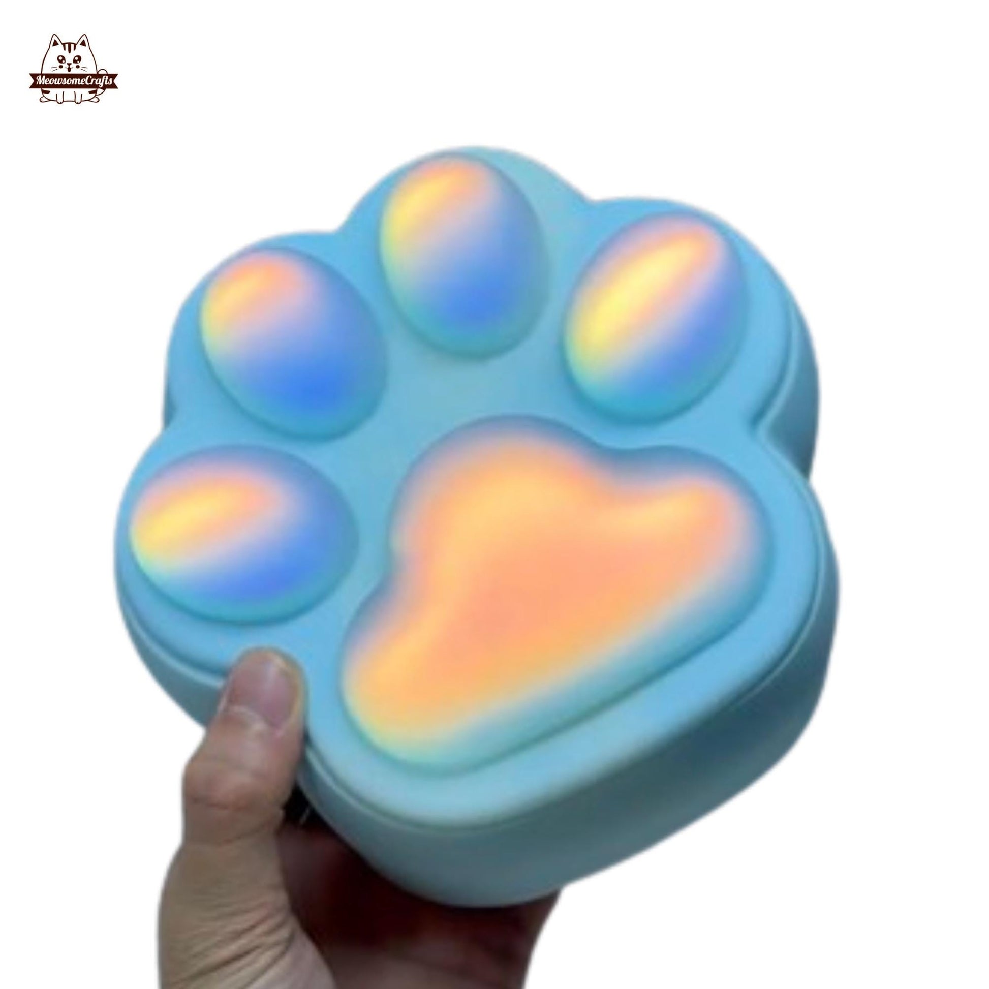 Handmade Resin Cat Paw Shape Iridescent Color Storage Box Soft Squishy Cat Paw Storage Container - A / 3.54’’/9cm