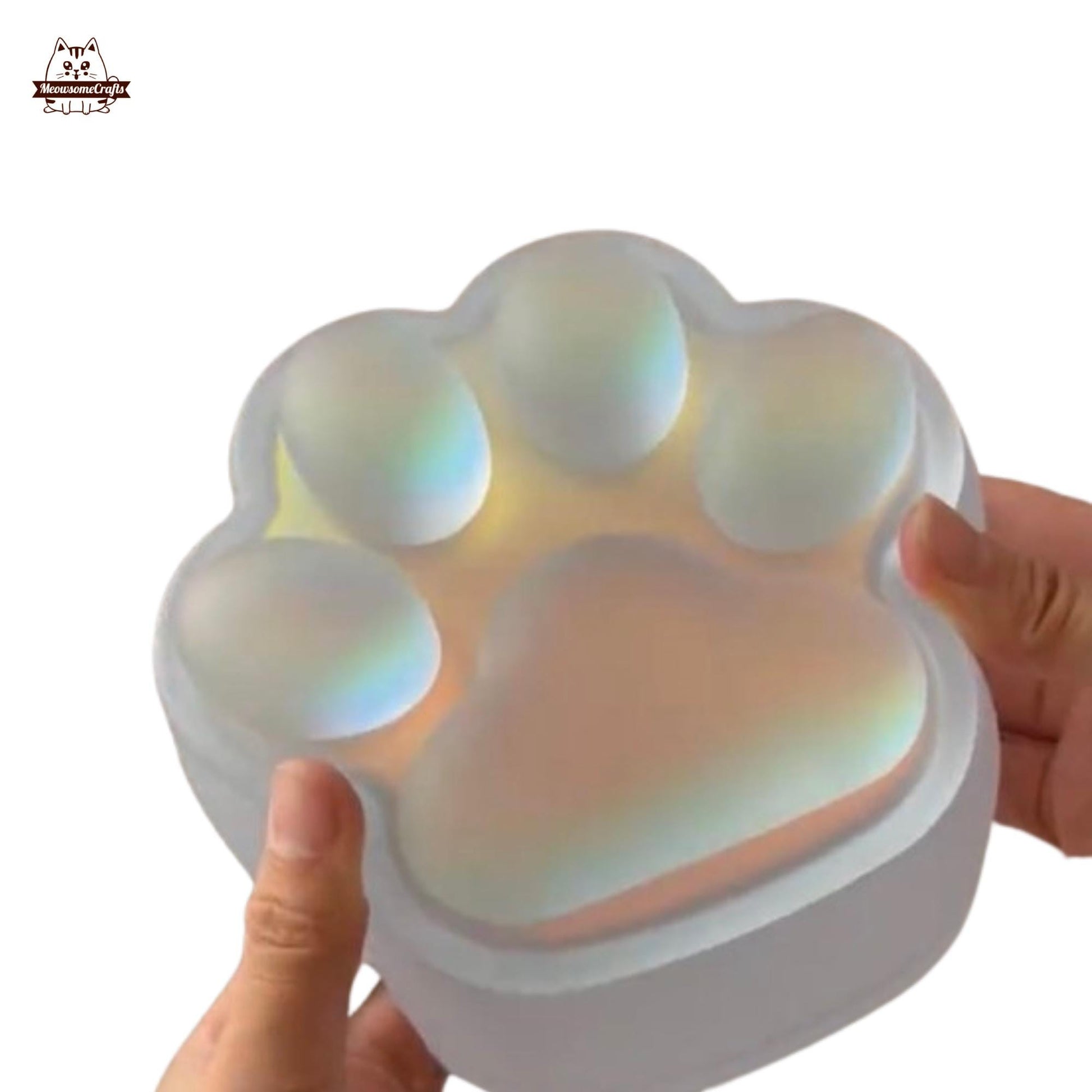 Handmade Resin Cat Paw Shape Iridescent Pink Color Storage Box Soft Squishy Cat Paw Storage Container - 3.54’’/9cm / C