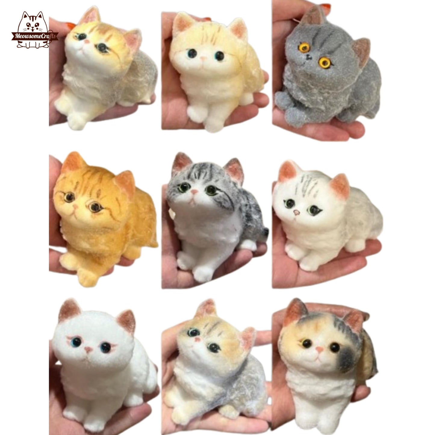 Soft Furry Sitting Kitty Cats Squishy Squeezable Anxiety Stress Relief Sensory Fidget Toy Washable