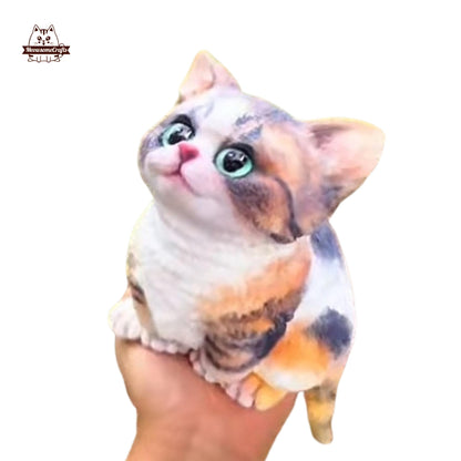 Soft Furry Calico Kitten Cat Squishy Squeezable Anxiety Stress Relief Sensory Fidget Toys