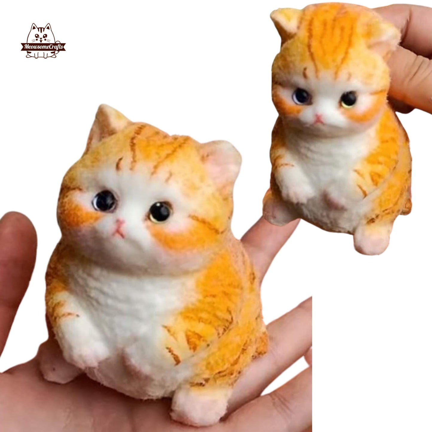 Soft Furry Chubby Orange Kitten Cat Squishy Squeezable Anxiety Stress Relief Sensory Fidget Toy Washable