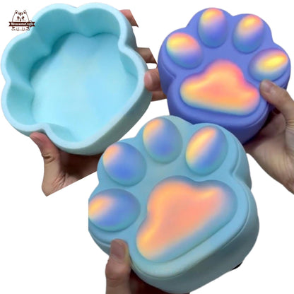 Handmade Resin Cat Paw Shape Iridescent Color Storage Box Soft Squishy Cat Paw Storage Container