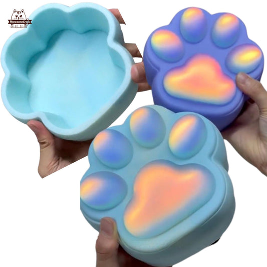 Handmade Resin Cat Paw Shape Iridescent Color Storage Box Soft Squishy Cat Paw Storage Container