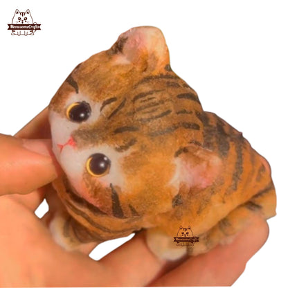 Soft Furry Sitting Orange Kitten Cat Squishy Squeezable Anxiety Stress Relief Sensory Fidget Toys