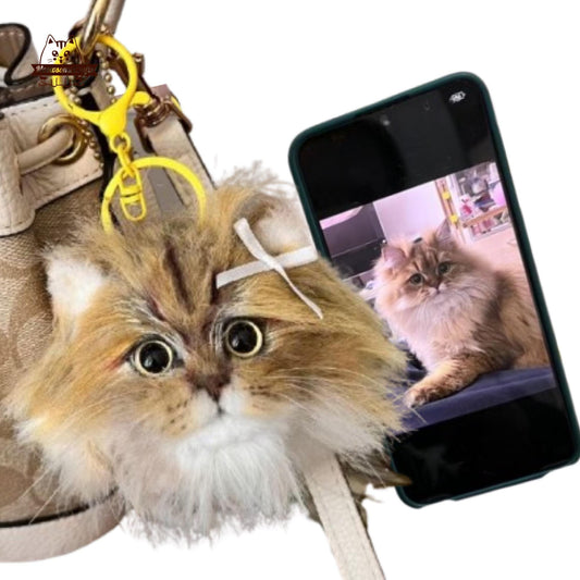 Handmade Chenille Stem Custom Fluffy Cat Portrait Keychain | Personalized Pet Ornament