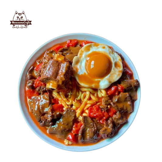 Handmade Braised Pork Ribs and Beef Noodles Food Squishy Squeezable Anxiety Stress Relief Sensory Fidget Toy - Squishy