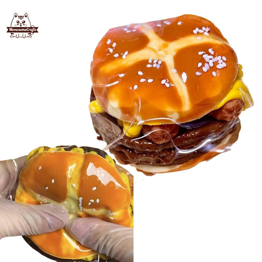 Handmade Cheeseburgers Food Taba Squishy Squeezable Anxiety Stress Relief Sensory Fidget Toy - Squishy