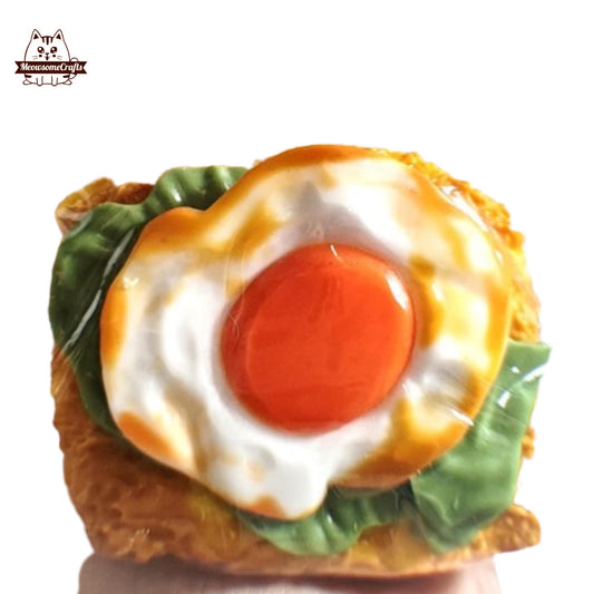 Fried Egg Toast Food Taba Squishy Squeezable Anxiety Stress Relief Sensory Fidget Toy - Squishy